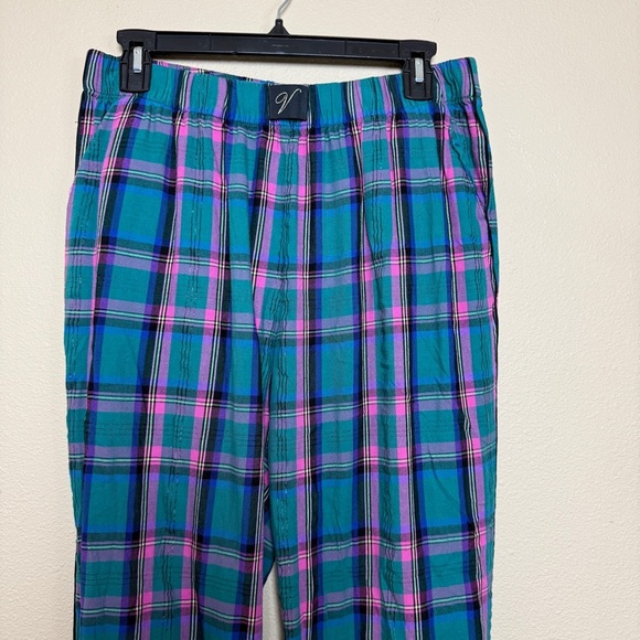 Victoria’s Secret Pink Green Plaid Pajama Pants Elastic Ankles- Medium - Picture 2 of 7